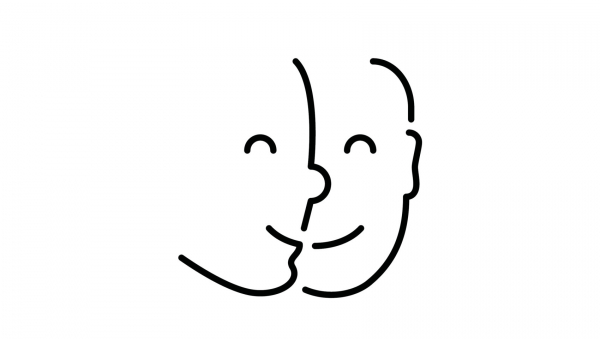 Deux dessins de têtes qui forment un sourire