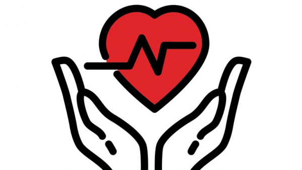 Logo de Santé avec deux mains autour d'un coeur